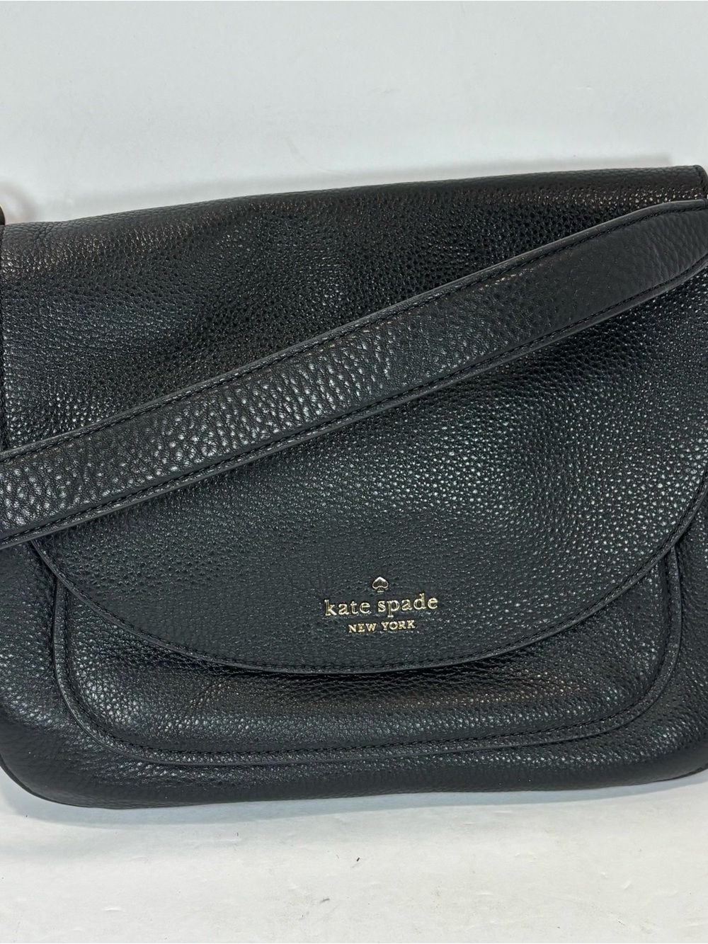 Kate Spade Leila Medium Triple Compartment Black Pebbled Leather Shoulder Bag